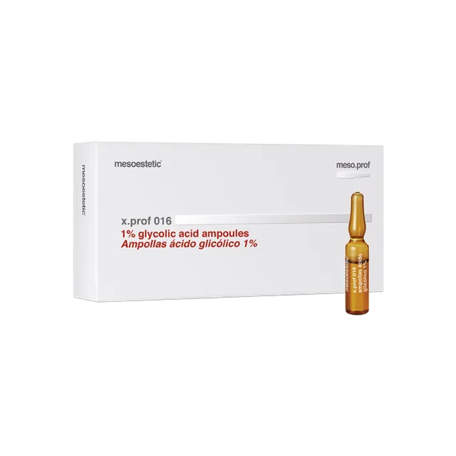 MESOESTETIC x.prof 016 Acide Glycolique 1% | 20 ampoules de 2 ml MOITIE PRIX PEREMPTION COURTE 10/26