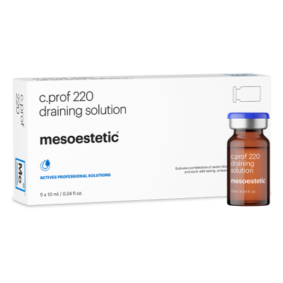 MESOESTETIC c.prof 220 διάλυμα αποστράγγισης : Θεραπεία αποστράγγισης και αποτοξίνωσης για τη μείωση του οιδήματος | 5 x 10 ml φιάλες