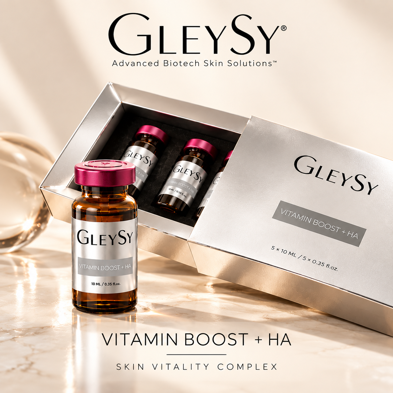GLEYSY Vitamin Boost + HA: Moisturizing Complex for Radiance and Skin Comfort | 5 Bottles, 10 ml Each - Image 2